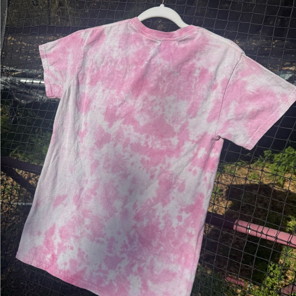 NIRVANA adults pink tie-dye graphic t-shirt with smiley face logo, unisex small - Picture 9 of 11